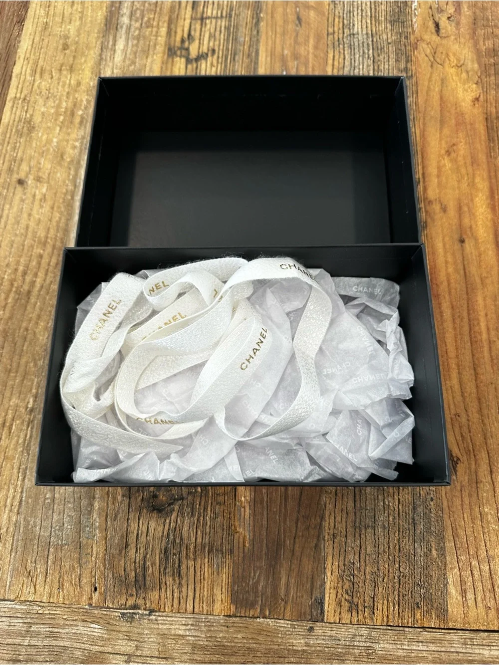CHANEL White Box with Black Logo and Trim